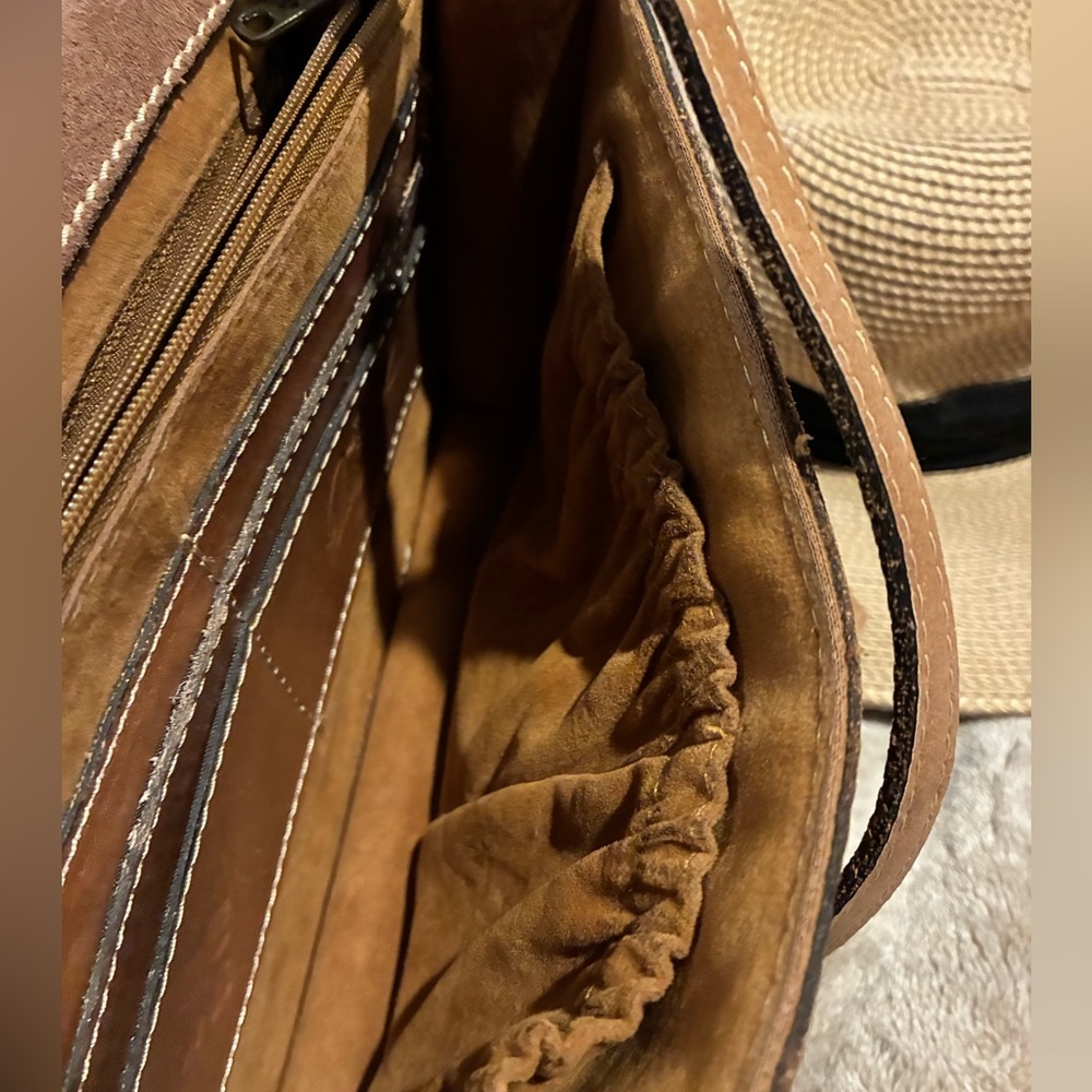 Patricia Nash Laurentina Signature Map Leather Crossbody Purse Brown - Picture 10 of 13